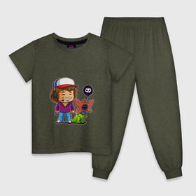 Детская пижама хлопок с принтом Stranger Things , 100% хлопок |  брюки и футболка прямого кроя, без карманов, на брюках мягкая резинка на поясе и по низу штанин
 | dustin | stranger things | очень странные дела