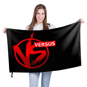 Флаг 3D с принтом VERSUS BATTLE RED , 100% полиэстер | плотность ткани — 95 г/м2, размер — 67 х 109 см. Принт наносится с одной стороны | battle | versus | батл | версус