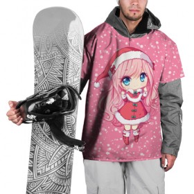 Накидка на куртку 3D с принтом Снегурочка , 100% полиэстер |  | девочка | рождество | розовый | снег