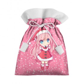 Подарочный 3D мешок с принтом Снегурочка , 100% полиэстер | Размер: 29*39 см | девочка | рождество | розовый | снег
