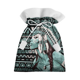 Подарочный 3D мешок с принтом Девушка индеец , 100% полиэстер | Размер: 29*39 см | beautiful | body art | braids | feathers | fringe | girl | indian | mohawk | ornament | pendant | profile | бахрома | боди арт | девушка индеец | ирокез | косы | кулон | орнамент | перья | профиль
