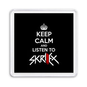 Магнит 55*55 с принтом Skrillex keep calm , Пластик | Размер: 65*65 мм; Размер печати: 55*55 мм | dub step | dubstep | keep calm | skrillex | даб степ | дабстеп | диджей | драм энд басс | скрилекс