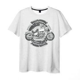 Мужская футболка 3D с принтом Vintage motocycle 2 , 100% полиэфир | прямой крой, круглый вырез горловины, длина до линии бедер | harley | motorbike | motorcycle | race | rider | ryder | skull | speed | байк | гонки | гонщик | мото | мотобайк | мотоцикл | райдер | скорость | харлей | череп