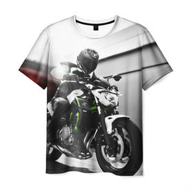 Мужская футболка 3D с принтом Kawasaki , 100% полиэфир | прямой крой, круглый вырез горловины, длина до линии бедер | motorbike | motorcycle | race | rider | ryder | speed | yamaha | байк | гонки | гонщик | кавасаки | мото | мотобайк | мотоцикл | райдер | скорость | ямаха