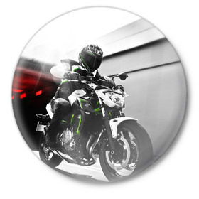 Значок с принтом Kawasaki ,  металл | круглая форма, металлическая застежка в виде булавки | Тематика изображения на принте: motorbike | motorcycle | race | rider | ryder | speed | yamaha | байк | гонки | гонщик | кавасаки | мото | мотобайк | мотоцикл | райдер | скорость | ямаха