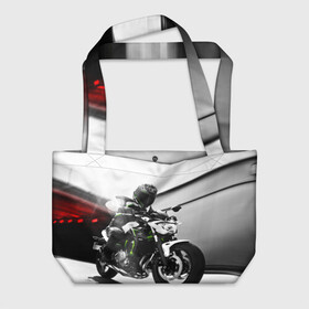 Пляжная сумка 3D с принтом Kawasaki , 100% полиэстер | застегивается на металлическую кнопку; внутренний карман застегивается на молнию. Стенки укреплены специальным мягким материалом, чтобы защитить содержимое от несильных ударов
 | motorbike | motorcycle | race | rider | ryder | speed | yamaha | байк | гонки | гонщик | кавасаки | мото | мотобайк | мотоцикл | райдер | скорость | ямаха
