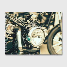 Альбом для рисования с принтом Vintage motocycle , 100% бумага
 | матовая бумага, плотность 200 мг. | Тематика изображения на принте: harley | motorbike | motorcycle | race | rider | ryder | speed | байк | гонки | гонщик | мото | мотобайк | мотоцикл | райдер | скорость | харлей