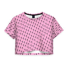 Женская футболка 3D укороченная с принтом LiL PEEP Pattern , 100% полиэстер | круглая горловина, длина футболки до линии талии, рукава с отворотами | lil peep. cry baby | лил пип