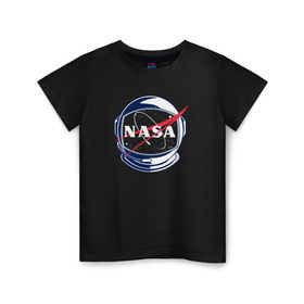 Детская футболка хлопок с принтом NASA , 100% хлопок | круглый вырез горловины, полуприлегающий силуэт, длина до линии бедер | nasa | астронавт | астрофизика | космическое агенство | космонавт | космос | наса | скафандр  | шлем