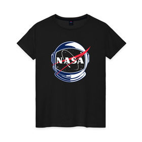 Женская футболка хлопок с принтом NASA , 100% хлопок | прямой крой, круглый вырез горловины, длина до линии бедер, слегка спущенное плечо | nasa | астронавт | астрофизика | космическое агенство | космонавт | космос | наса | скафандр  | шлем