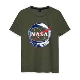 Мужская футболка хлопок с принтом NASA , 100% хлопок | прямой крой, круглый вырез горловины, длина до линии бедер, слегка спущенное плечо. | nasa | астронавт | астрофизика | космическое агенство | космонавт | космос | наса | скафандр  | шлем