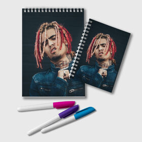 Блокнот с принтом Lil Pump , 100% бумага | 48 листов, плотность листов — 60 г/м2, плотность картонной обложки — 250 г/м2. Листы скреплены удобной пружинной спиралью. Цвет линий — светло-серый
 | Тематика изображения на принте: esketit | esskeetit | gang | lil | pump | rap | качер | лил | маленький | насос | памп | репер | рэпер | рэппер | с дредами | эшкере | эшкерее | эшкереее | эшкерееее | эщкере | эщкерее | эщкереее | эщкерееее