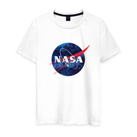 Мужская футболка хлопок с принтом NASA , 100% хлопок | прямой крой, круглый вырез горловины, длина до линии бедер, слегка спущенное плечо. | nasa | астронавт | астрофизика | космическое агенство | космонавт | космос | наса | скафандр   | шлем