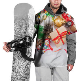 Накидка на куртку 3D с принтом Наш веселый Новый год , 100% полиэстер |  | Тематика изображения на принте: елка | зима | мороз | новый год | снег | снежинки