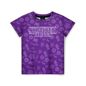 Детская футболка 3D с принтом Очень Странные дела Бомбинг , 100% гипоаллергенный полиэфир | прямой крой, круглый вырез горловины, длина до линии бедер, чуть спущенное плечо, ткань немного тянется | stranger things | паттерн | фиолетовый