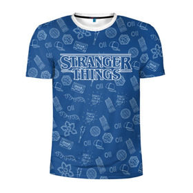 Мужская футболка 3D спортивная с принтом Очень Странные дела Бомбинг , 100% полиэстер с улучшенными характеристиками | приталенный силуэт, круглая горловина, широкие плечи, сужается к линии бедра | stranger things | паттерн | синий