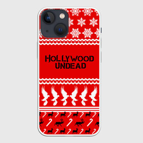 Чехол для iPhone 13 mini с принтом Hollywood Undead ,  |  | charlie scene | danny | funny man | hollywood | j dog | johnny 3 tears | undead | андед | голивуд | голливудская | группа | знак | кранккор | красный | метал | надпись | нежить | новогодний | новый год | ню | праздник | реп | рождество