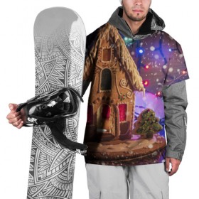 Накидка на куртку 3D с принтом Мастерская Деда Мороза , 100% полиэстер |  | елка | зима | мороз | новый год | символ | снег | снежинки