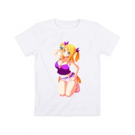Детская футболка хлопок с принтом fairy tail , 100% хлопок | круглый вырез горловины, полуприлегающий силуэт, длина до линии бедер | anime | fairy tail | hiro mashima | lucy hartfilia | magic | manga | аниме | люси хартфилия | магия | манга | хвост феи
