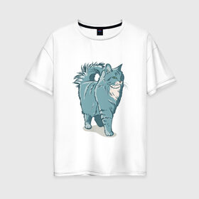 Женская футболка хлопок Oversize с принтом Котик , 100% хлопок | свободный крой, круглый ворот, спущенный рукав, длина до линии бедер
 | киса домашние животные | кот | котик | коты | кошка | кошки