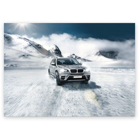Поздравительная открытка с принтом BMW X5 , 100% бумага | плотность бумаги 280 г/м2, матовая, на обратной стороне линовка и место для марки
 | auto | race | авто | автомобиль | бмв | бумер | бэха | гонки | марка | машина