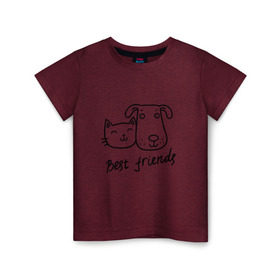 Детская футболка хлопок с принтом Best friends , 100% хлопок | круглый вырез горловины, полуприлегающий силуэт, длина до линии бедер | киса домашние животные | кот | котик | коты | кошка | кошки