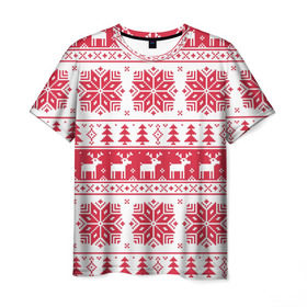 Мужская футболка 3D с принтом mc4 , 100% полиэфир | прямой крой, круглый вырез горловины, длина до линии бедер | елка | елки | новый год | олени | олень | свитер | снежинка | снежинки