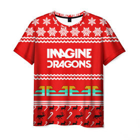 Мужская футболка 3D с принтом Праздничный Imagine Dragons , 100% полиэфир | прямой крой, круглый вырез горловины, длина до линии бедер | dragons | imagine | альтернативный | американская | арена | бэн макки | группа | драгонс | дэн | дэн рейнольдс | знак | имеджин | инди | индирок | красный | надпись | новогодний | новый год | поп | праздник