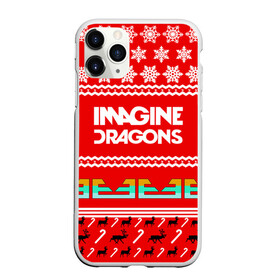 Чехол для iPhone 11 Pro Max матовый с принтом Праздничный Imagine Dragons , Силикон |  | dragons | imagine | альтернативный | американская | арена | бэн макки | группа | драгонс | дэн | дэн рейнольдс | знак | имеджин | инди | индирок | красный | надпись | новогодний | новый год | поп | праздник