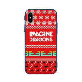 Чехол для Apple iPhone X силиконовый матовый с принтом Праздничный Imagine Dragons , Силикон | Печать на задней стороне чехла, без боковой панели | dragons | imagine | альтернативный | американская | арена | бэн макки | группа | драгонс | дэн | дэн рейнольдс | знак | имеджин | инди | индирок | красный | надпись | новогодний | новый год | поп | праздник