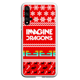 Чехол для Honor 20 с принтом Праздничный Imagine Dragons , Силикон | Область печати: задняя сторона чехла, без боковых панелей | dragons | imagine | альтернативный | американская | арена | бэн макки | группа | драгонс | дэн | дэн рейнольдс | знак | имеджин | инди | индирок | красный | надпись | новогодний | новый год | поп | праздник