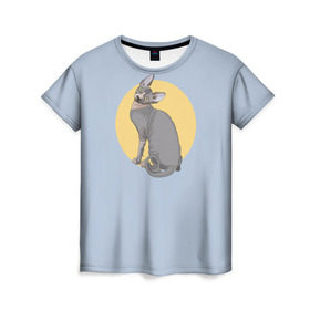 Женская футболка 3D с принтом Сфинкс , 100% полиэфир ( синтетическое хлопкоподобное полотно) | прямой крой, круглый вырез горловины, длина до линии бедер | киса домашние животные | кот | котик | коты | кошка | кошки