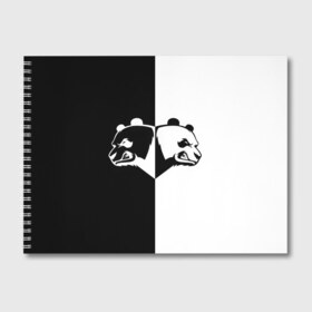 Альбом для рисования с принтом Панда , 100% бумага
 | матовая бумага, плотность 200 мг. | Тематика изображения на принте: бамбук | бамбуковый медведь | белый | голова | два | животное | злость | красная книга | крутой | мишка | оскал | панда | прикольный | тату | цвета | чб | черный | ярость