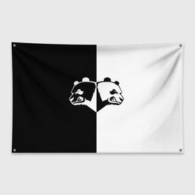 Флаг-баннер с принтом Панда , 100% полиэстер | размер 67 х 109 см, плотность ткани — 95 г/м2; по краям флага есть четыре люверса для крепления | бамбук | бамбуковый медведь | белый | голова | два | животное | злость | красная книга | крутой | мишка | оскал | панда | прикольный | тату | цвета | чб | черный | ярость