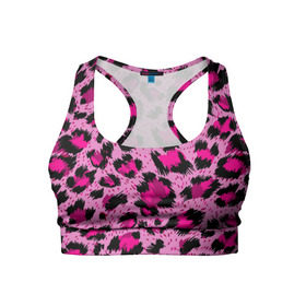 Женский спортивный топ 3D с принтом Розовый леопард , 82% полиэстер, 18% спандекс Ткань безопасна для здоровья, позволяет коже дышать, не мнется и не растягивается |  | Тематика изображения на принте: гепард | леопард