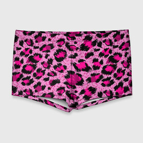 Мужские купальные плавки 3D с принтом Розовый леопард , Полиэстер 85%, Спандекс 15% |  | гепард | леопард