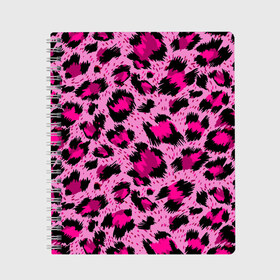 Тетрадь с принтом Розовый леопард , 100% бумага | 48 листов, плотность листов — 60 г/м2, плотность картонной обложки — 250 г/м2. Листы скреплены сбоку удобной пружинной спиралью. Уголки страниц и обложки скругленные. Цвет линий — светло-серый
 | Тематика изображения на принте: гепард | леопард