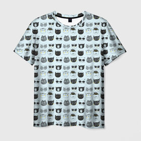 Мужская футболка 3D с принтом Крутые котишки , 100% полиэфир | прямой крой, круглый вырез горловины, длина до линии бедер | Тематика изображения на принте: 