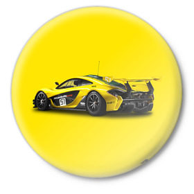 Значок с принтом McLaren ,  металл | круглая форма, металлическая застежка в виде булавки | car | mclaren | race | авто | автомобиль | гонки | макларен | марка | машина