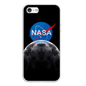 Чехол для iPhone 5/5S матовый с принтом NASA MOON , Силикон | Область печати: задняя сторона чехла, без боковых панелей | galaxy | moon | nasa | space | астрономия | известные | космос | луна | наса | планет