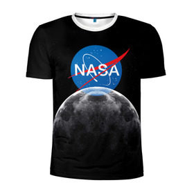Мужская футболка 3D спортивная с принтом NASA MOON , 100% полиэстер с улучшенными характеристиками | приталенный силуэт, круглая горловина, широкие плечи, сужается к линии бедра | galaxy | moon | nasa | space | астрономия | известные | космос | луна | наса | планет
