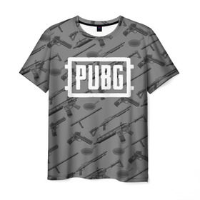Мужская футболка 3D с принтом PUBG WEAPONS , 100% полиэфир | прямой крой, круглый вырез горловины, длина до линии бедер | Тематика изображения на принте: playerunknowns battlegrounds | pubg
