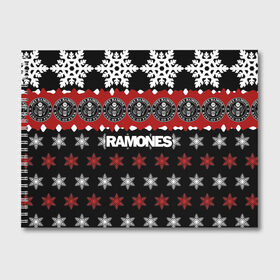 Альбом для рисования с принтом Праздничный Ramones , 100% бумага
 | матовая бумага, плотность 200 мг. | ramones | группа | джонни | джоуи | ди ди томми | знак | красный | марк | надпись | новогодний | новый год | панк | поп | праздник | раманес | раманэс | рамон | рамонес | рамонэс | рамоун | рамоунз | рамоунс