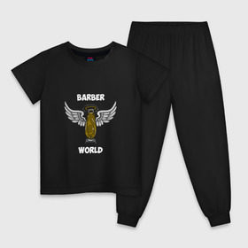 Детская пижама хлопок с принтом Barber world , 100% хлопок |  брюки и футболка прямого кроя, без карманов, на брюках мягкая резинка на поясе и по низу штанин
 | барбер | барбершоп | цирюльник