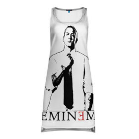 Платье-майка 3D с принтом Eminem , 100% полиэстер | полуприлегающий силуэт, широкие бретели, круглый вырез горловины, удлиненный подол сзади. | actor | american rapper | composer | eminem | music | rap | record producer | актёр | американский | композитор | музыка | музыкальный продюсер | рэп | рэпер