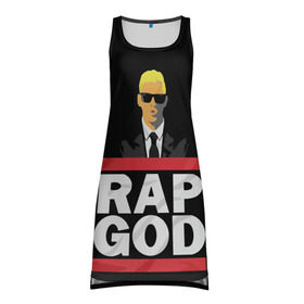 Платье-майка 3D с принтом Rap God Eminem , 100% полиэстер | полуприлегающий силуэт, широкие бретели, круглый вырез горловины, удлиненный подол сзади. | actor | american rapper | composer | eminem | music | rap | rap god | record producer |   | актёр | американский | композитор | музыка | музыкальный продюсер | рэп | рэпер