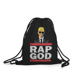 Рюкзак-мешок 3D с принтом Rap God Eminem , 100% полиэстер | плотность ткани — 200 г/м2, размер — 35 х 45 см; лямки — толстые шнурки, застежка на шнуровке, без карманов и подкладки | actor | american rapper | composer | eminem | music | rap | rap god | record producer |   | актёр | американский | композитор | музыка | музыкальный продюсер | рэп | рэпер