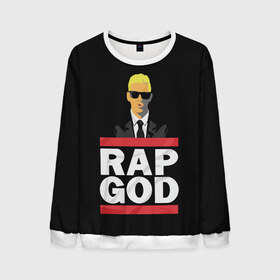 Мужской свитшот 3D с принтом Rap God Eminem , 100% полиэстер с мягким внутренним слоем | круглый вырез горловины, мягкая резинка на манжетах и поясе, свободная посадка по фигуре | actor | american rapper | composer | eminem | music | rap | rap god | record producer |   | актёр | американский | композитор | музыка | музыкальный продюсер | рэп | рэпер