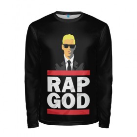 Мужской лонгслив 3D с принтом Rap God Eminem , 100% полиэстер | длинные рукава, круглый вырез горловины, полуприлегающий силуэт | actor | american rapper | composer | eminem | music | rap | rap god | record producer |   | актёр | американский | композитор | музыка | музыкальный продюсер | рэп | рэпер