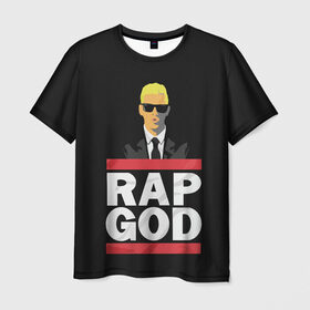 Мужская футболка 3D с принтом Rap God Eminem , 100% полиэфир | прямой крой, круглый вырез горловины, длина до линии бедер | actor | american rapper | composer | eminem | music | rap | rap god | record producer |   | актёр | американский | композитор | музыка | музыкальный продюсер | рэп | рэпер